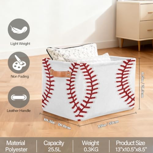 Baseball Storage Basket Toy Storage Bins Collapsible Cube Organizer - Image 2