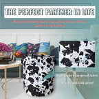 Black White Cows Print Laundry Basket Oxford Cloth Hamper 18.9x16.5Inch - Image 5