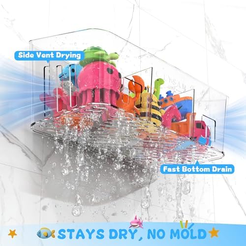 Bath Toy Storage 2 Packs, Large Bath Toy Holder - 3 Compartments, Quick-Dry - Image 2