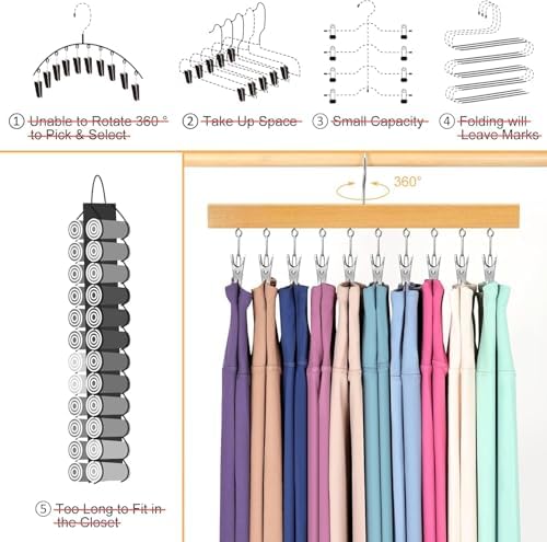 Legging Organizer for Closet, Pants Hangers with Clips | Holds 20 Leggings, Jeans, Hats, Shorts, Socks, 360° Rotating Space Saving Hanging Clothes Organizer and Storage 2Pcs - Image 3