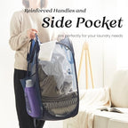 Collapsible Mesh Laundry Basket with Side Pocket & Sturdy Handles - Image 3