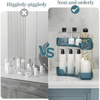 INVSSENE Corner Bathroom Countertop Organizer, Vanity Organizer Trays for Counter, Makeup Organizers, Perfume Tray, Skincare Shelf Storage Gifts for Women Girl Student (Blue, 2 Tiers) - Image 3