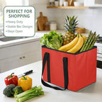 Red Trunk Organizer Collapsible Car Organizer with Handle Car Storage Box Bin for Groceries SUV Utility Tote Bag Portable Vehicle Container - Image 5