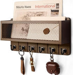 Rebee Vision Key Holder Wall Mount with 6 Hooks for Entryway, Retro Brown by REBEEVISION