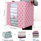 Storage Bags 6 Pack 100L Clothes Organization and Storage Containers | Large Blanket for Comforters,Bedding, Foldable Organizer with Reinforced Handle, Clear Window, Sturdy Zippers, Pink - Image 2