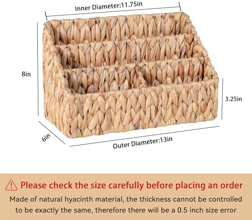 DINGTAI Natural Farmhouse Desk Organizers and Storage, Large Countertop Mail Holder, Tabletop Organizer (Water Hyacinth) - Image 4