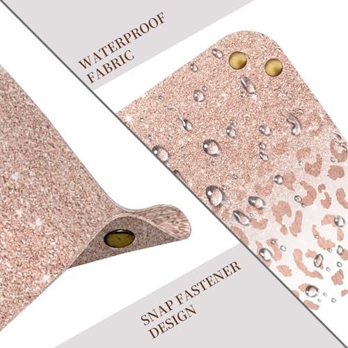 PU Leather Jewelry Valet Tray, Portable Catchall Tray for Keys, Wallet, Watch,Travel Jewelry Tray Organizer for Nightstand Desk Entryway Home Decor Gift for Women Men Pink Leopard Print - Image 4