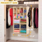 5 Tier Hanging Closet Organizer, 14 Compartments Dual Row Storage, Beige | Closet Organizers and Storage with Large & Small Pockets, 3 Sturdy Hooks Support Heavy Loads, Ideal for Dorm, Garment Rack - Image 3