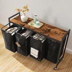 HOOBRO Laundry Sorter 4 Sections, Laundry Hamper with Wheels, 4 × 10.5 Gal (40 L), Rolling Laundry Basket, Pull-Out and Removable Oxford Fabric Bags, Rustic Brown and Black BF04XY01 - Image 6