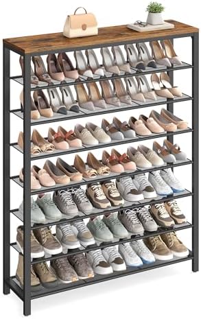 VASAGLE 8-Tier Shoe Rack, 32-40 Pairs, Metal Mesh by Unknown