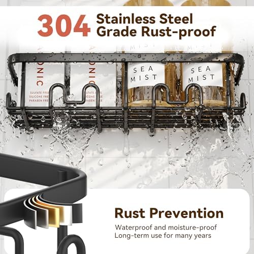 YASONIC Shower Caddy Adhesive, Rustproof Shower Organizer, Wall Shower Rack - Image 4