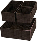 Posprica Woven Storage Baskets for Organizing, Small Baskets Cube Bin Container Tote Organizer Divider for Drawer, Closet, Shelf, Dresser, Set of 4(Brown) by Posprica