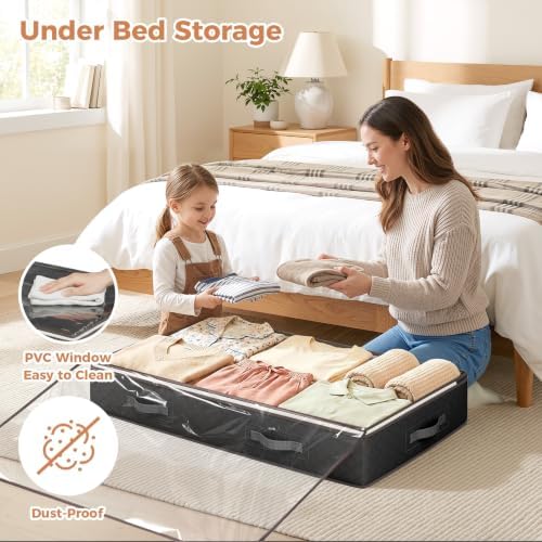 Budding Joy 95L Under Bed Storage, 4 Pack Closet Organizers Black | Underbed Storage Bags for Blankets, Towels, Comforter, Sweaters, Linen Sheets, Wrapping Paper - Image 2