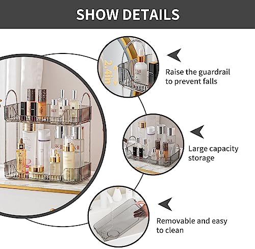 Akinbas 2 Tier Bathroom Organizer Countertop Makeup Perfume Tray Skincare Organizer for Bathroom Dresser Vanity (Grey) - Image 6