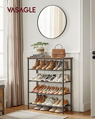 VASAGLE 5-Tier Shoe Rack, 12-16 Pairs, Steel Frame - Image 2