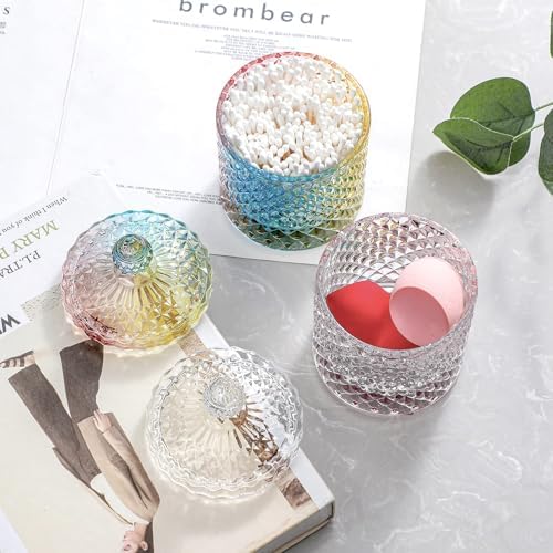 rejomiik 2 Pack Qtip Holder Apothecary Jars with Lid, Thick Glass, Rainbow - Image 6