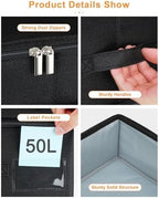 punemi 6.7 in Sturdy Under Bed Clothes Storage Containers, 2Pack, Black | Sturdy Ultra-Thick Fabric, with Zipper Lid & 3 Handles, Foldable Design, for Clothes, Blanket & Shoe Storage - Image 6
