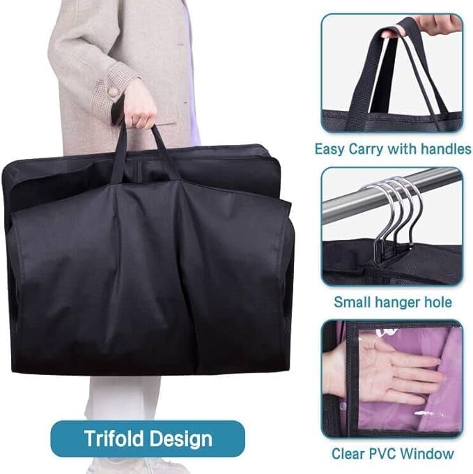 KIMBORA 65" Dress Garment Bags for Hanging Clothes Travel, Gusseted Garment Bags for Closet Storage with Handles for Long Gowns, Coats（3 Packs） - Image 6