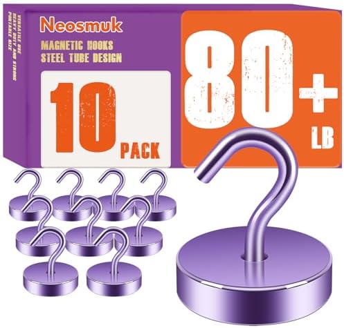 Neosmuk Magnetic Hooks Steel Tube Design for Cruise,80lb+ Purple,10 Pack by Neosmuk