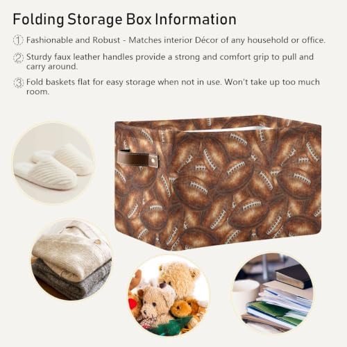 Football Rectangular Storage Basket Organizer Bin Shelf Baskets For Home Office Dorm - Image 6