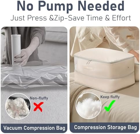 DIMJ Comforter Storage Bag 6 Pack - Blanket Storage Organizer Compression Bags, Large Capacity Ultra Space Saving Self Compression Organize for Bedding, Pillow, Duvet, Sheet Storage with Zipper Window - Image 3