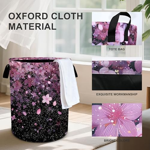 Cherry Blossoms Laundry Basket Storage Bin Foldable Laundry Hamper Clothes Storage Bucket Organizer 19.6x15.7 Inch For Laundry Room/Bedroom/Bathroom - Image 4