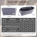 Doxo Purse Organizer Insert for Handbags & Base Shaper 2pc Set, Felt Neverfull MM Organizer Insert, Tote Bag Organizer with Zipper Pocket and Bottle Holder, Fit Speedy 30 Neverfull MM and More,Gray-L - Image 2