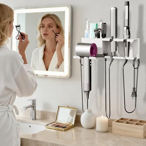 BOIVSHI Hair Dryer Holder Wall Mounted, White - Image 3