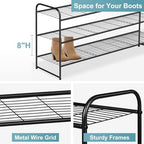 AOODA Long 3 Tier Metal Shoe Rack for Closet Wide Stackable Shoe Storage Organizer for Entryway, Bedroom, Floor, 24-Pairs Men Sneakers Shoe Shelf with Wire Grid, Black - Image 5