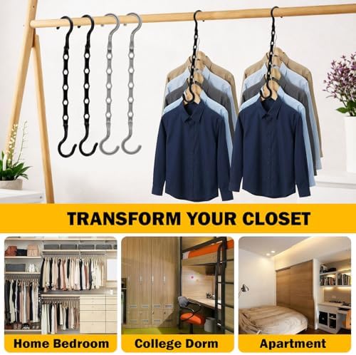 12 Pack College Dorm Room Essentials for Girls Guys, Closet Organizers | Closet Organizers and Storag, Stronger Space Saving Hangers Clothes Hanger, 5 Holes, Magic Home Organization - Image 7