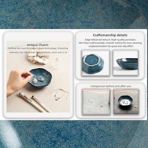 Ceramic Jewelry Tray, Ring Holder Floral Trinket Bowl for Women - Image 4