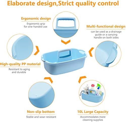 Goderewild Multi-Purpose Plastic Cleaning Caddy with Handle, Shower Caddy Organizer/Storage Basket/Totes Portable for Bathroom Supplies, Cleaning Products, Under Sink Tool, Housekeepers (Blue) - Image 3