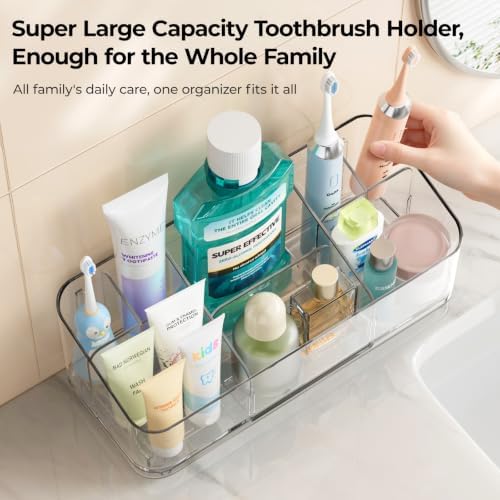 MOPMS 8 Slots Toothbrush Holders for Bathrooms with Detachable Dividers - Image 2