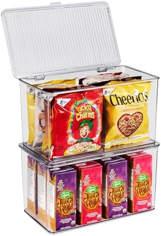 Sorbus Clear Storage Bins with Lids, Stackable Organizer (Large) by Sorbus