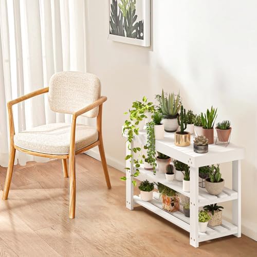 Pipishell 3 Tier Bamboo Shoe Rack Bench for Entryway, White - Image 5