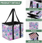 Trunk Organizer Collapsible Car Organizer with Handle Car Storage Box Bin for Groceries SUV Utility Tote Bag Portable Vehicle Container White Carnation Butterfly Cornflower - Image 3