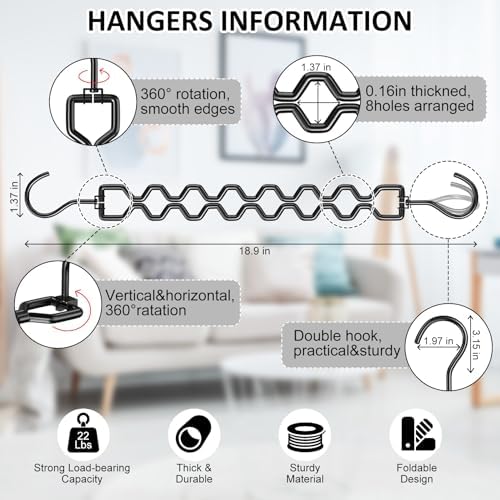 Space Saving Hangers for Clothes 6 Pack, Sturdy Metal Hangers Heavy Duty | Magic Clothes Space Saver Hanger Organizer with 360° Swivel Hook, Closet Organizers and Storage Dorm Room Essentials Black - Image 4