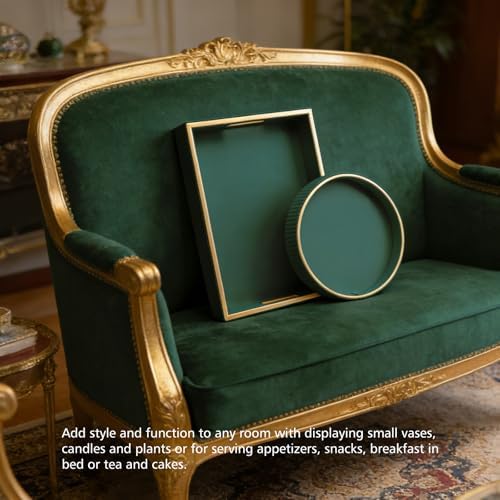 SANZIE Leather Tray Desktop Storage Organizer, Decorative Tray Set, Green - Image 6