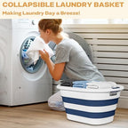 OOAMBB 43L(11.5Gallon) Collapsible Laundry Basket Plastic (Blue, 1 Pack) - Image 3