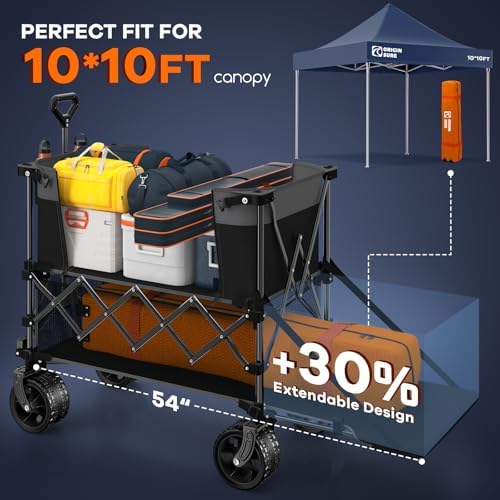Originsure 400L Foldable Double Decker Wagon,54"L Tailgate,560lb,Grey&Black - Image 6