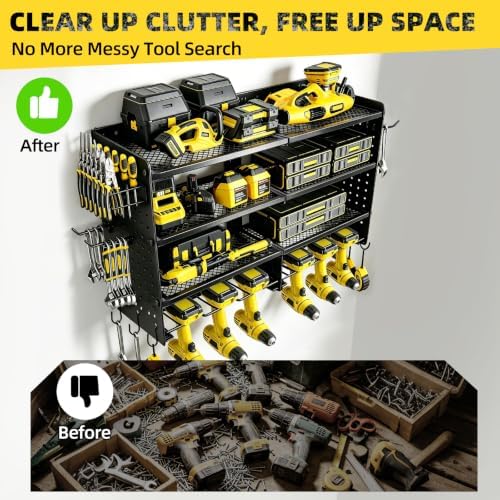 Power Tool Organizer Wall Mount, 4 Tier Heavy Duty Tool Storage Rack - Image 6
