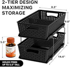 Simple Houseware 2 Tier Pull-Out Sliding Drawer Under Sink Storage, Black - Image 2