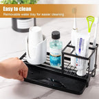 Toothbrush Holders Toothpaste Organizer Bathroom Accessories, Matte Black (Pack of 2) - Image 3