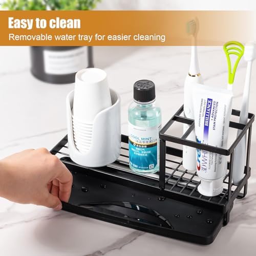 Toothbrush Holders Toothpaste Organizer Bathroom Accessories, Matte Black (Pack of 2) - Image 3