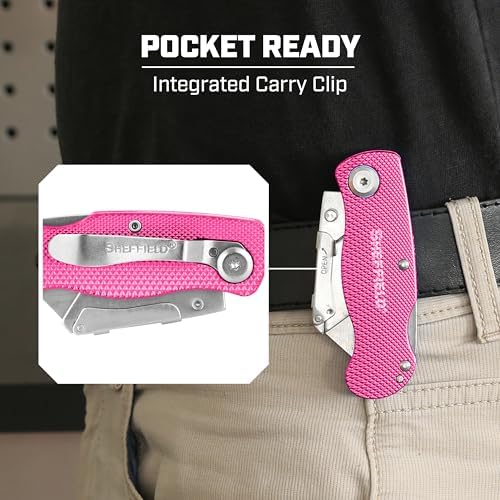 Sheffield 12346 Lock Back Utility Knife 4 Pack with 10 Utility Knife Blades - Image 6
