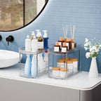 4 Pack Large Pull Out Bathroom Organizers and Storage,2 Tier 12.8″ Tall Sliding Kitchen Under Sink Organizer for Cleaning Products Storage,Acrylic Clear Bathroom inder Sink Organizer,Undersink Storage - Image 5
