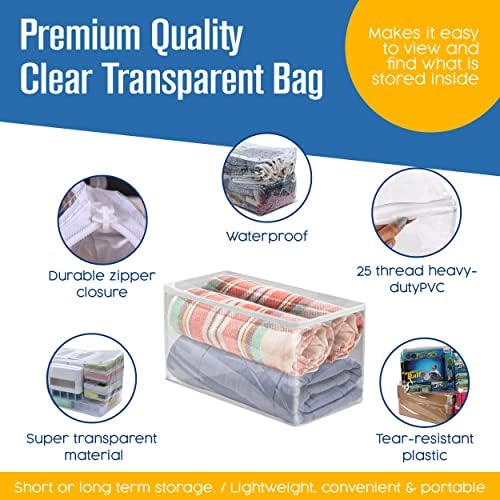 Clothes Storage Bag, Sweater Bags Moth Proof, Clothing, Linen, 24x13, 5 Pk - Image 3