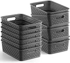 [ 12 Pack ] Plastic Storage Baskets - Small Pantry Organization and Storage Bins - Household Organizers for Laundry Room, Bathrooms, Bedrooms, Kitchens, Cabinets, Countertops, Under Sink or On Shelve by NETANY