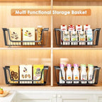 4 Pcs Stackable Wire Baskets for Pantry Organizers and Storage, Black - Image 6