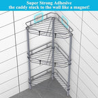 HuggieGems Metal Floor Standing Corner Shower Caddy, Dark Gray, 3 Tier - Image 2